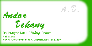 andor dekany business card